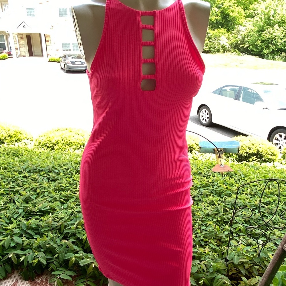Victoria Sport hot pink strappy bodycon dress